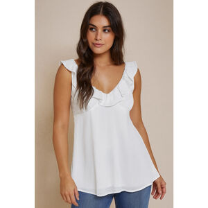 White Fox White Ruffle Blouse Size M